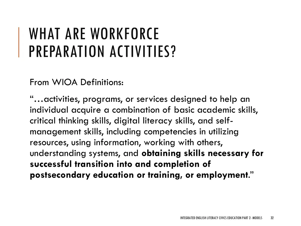 what are workforce preparation activities 3