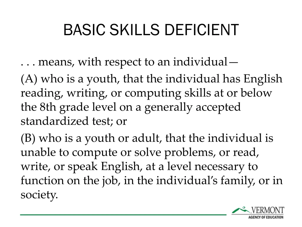 basic skills deficient