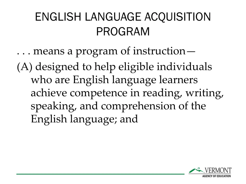 english language acquisition program
