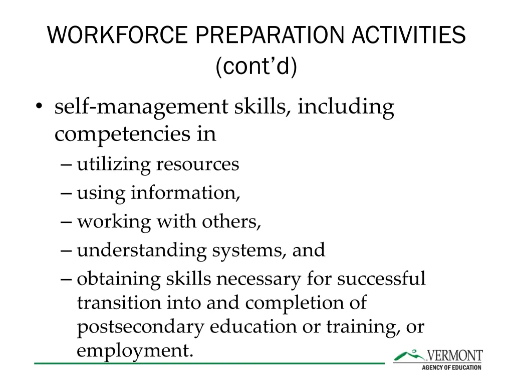 workforce preparation activities cont d