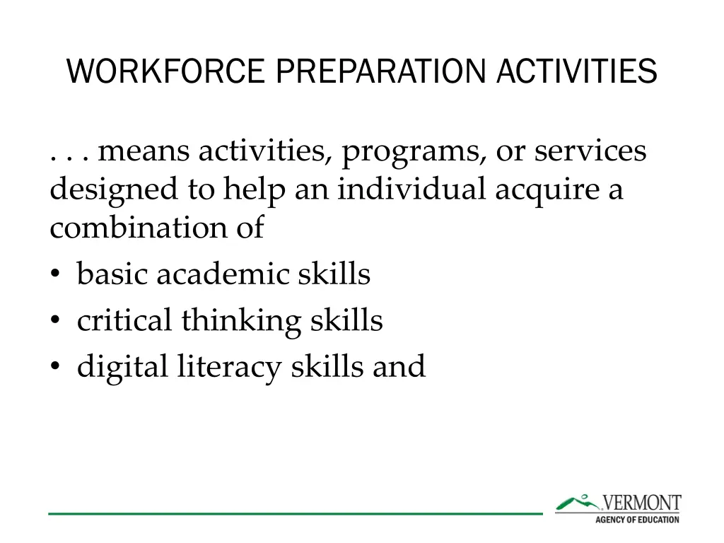 workforce preparation activities