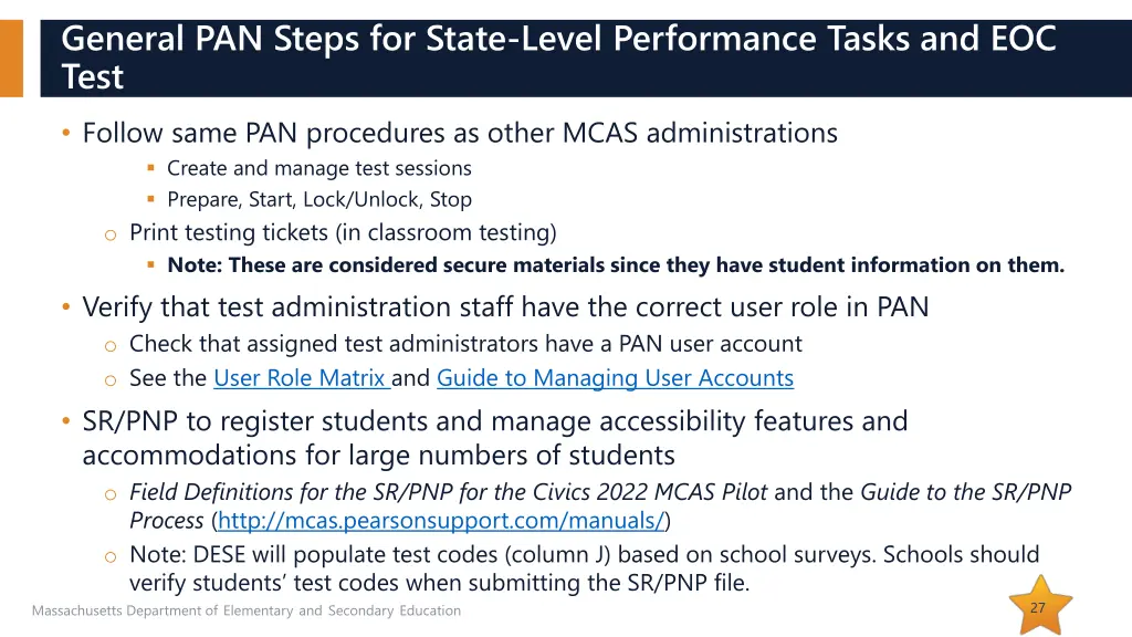 general pan steps for state level performance