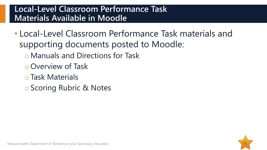 local level classroom performance task materials