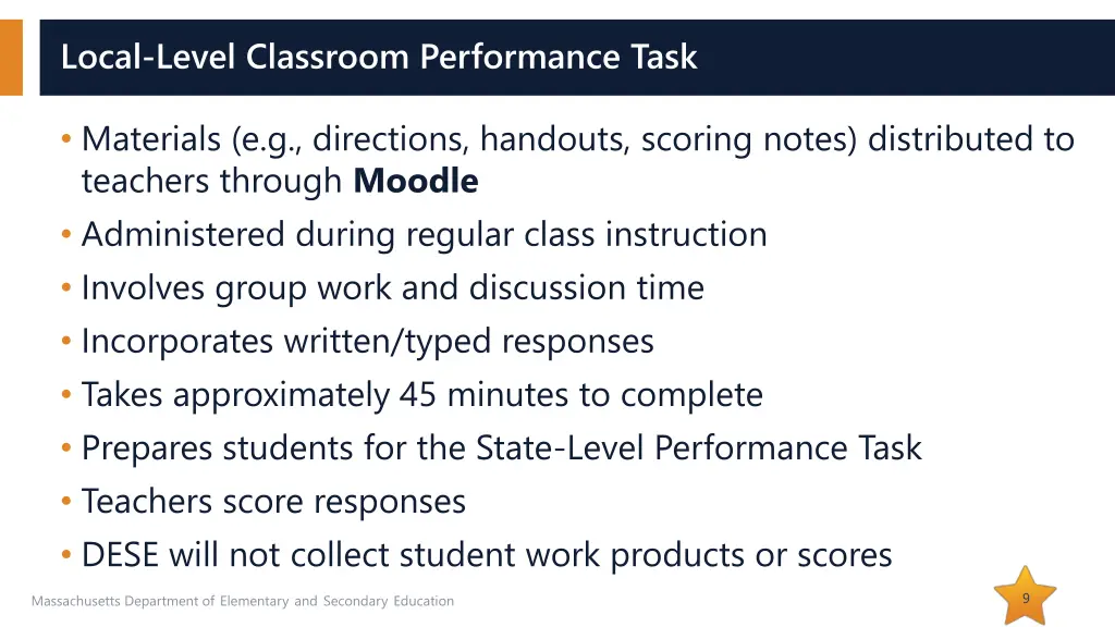 local level classroom performance task