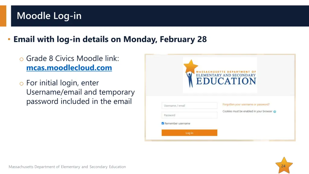 moodle log in