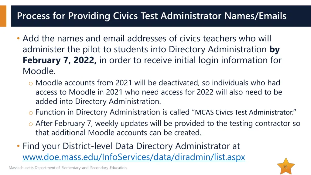 process for providing civics test administrator