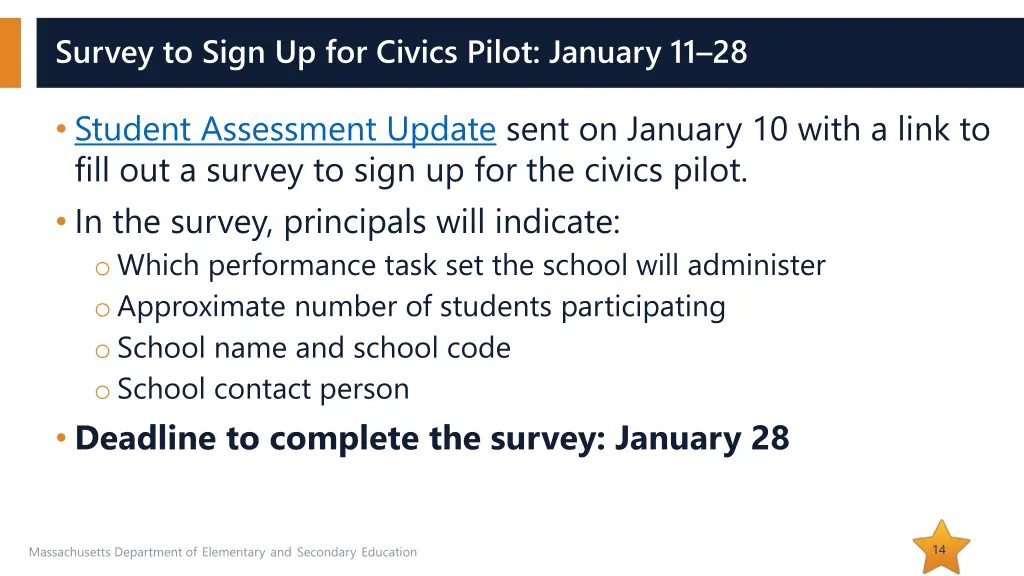 survey to sign up for civics pilot january 11 28