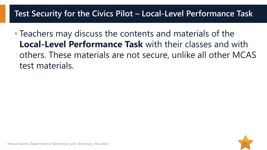 test security for the civics pilot local level