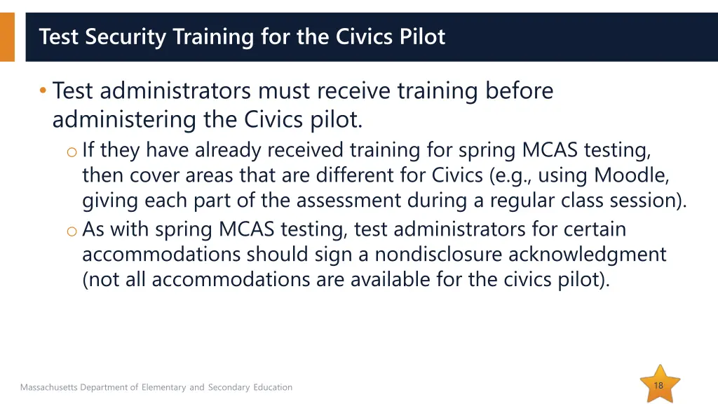 test security training for the civics pilot