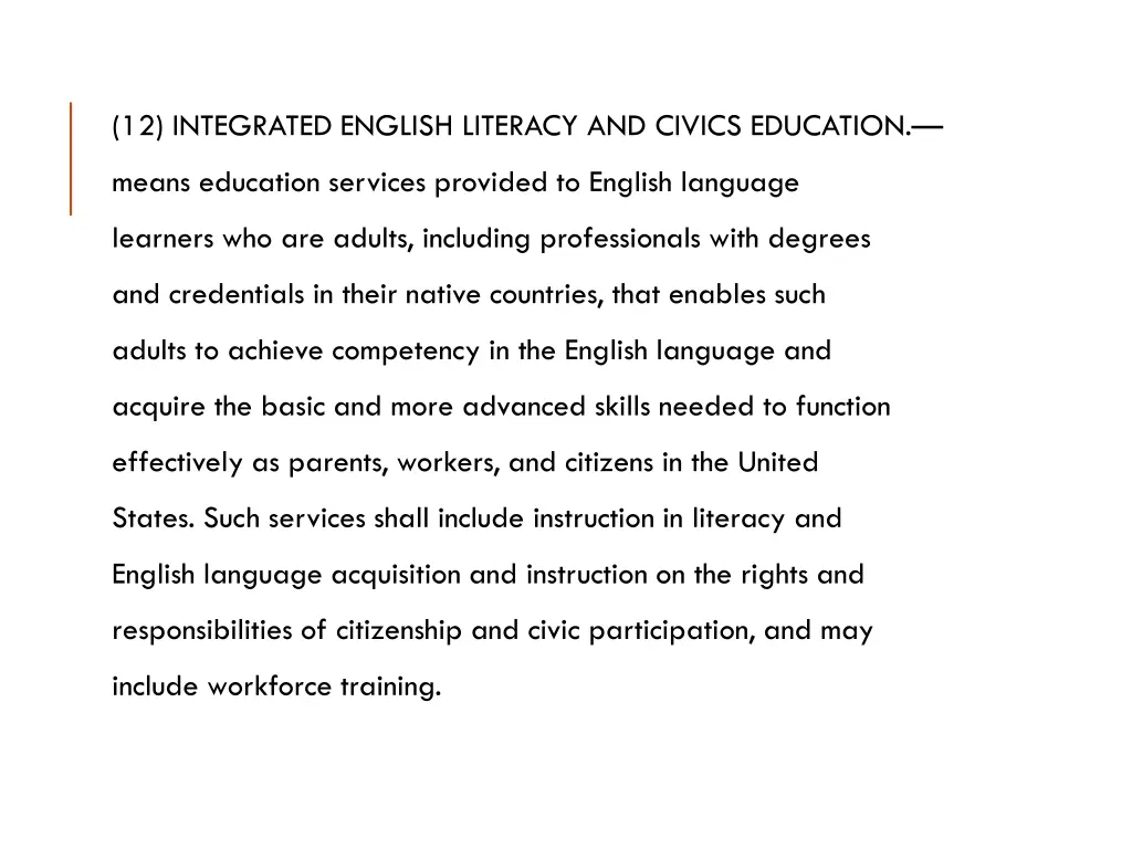 integrated english literacy and civics education