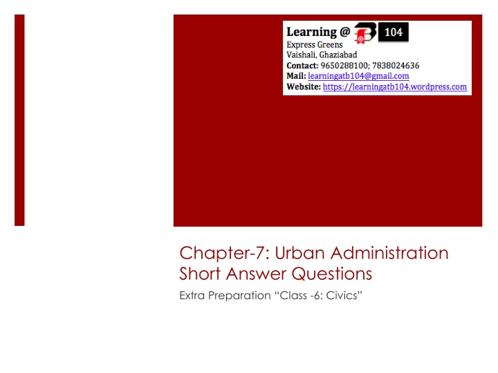 chapter 7 urban administration short answer