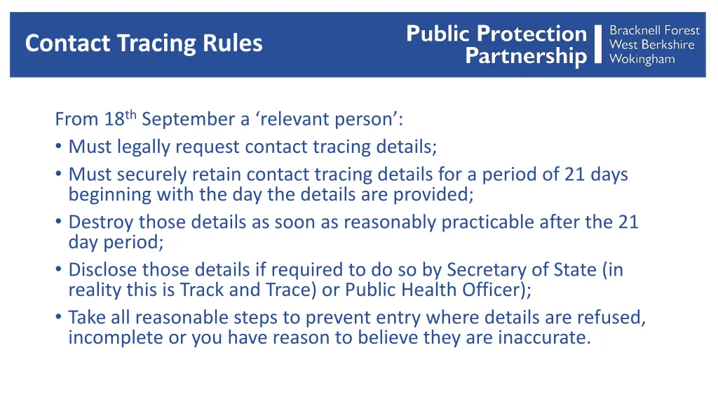 contact tracing rules