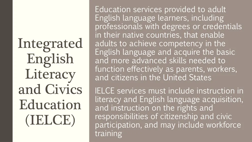 education services provided to adult english