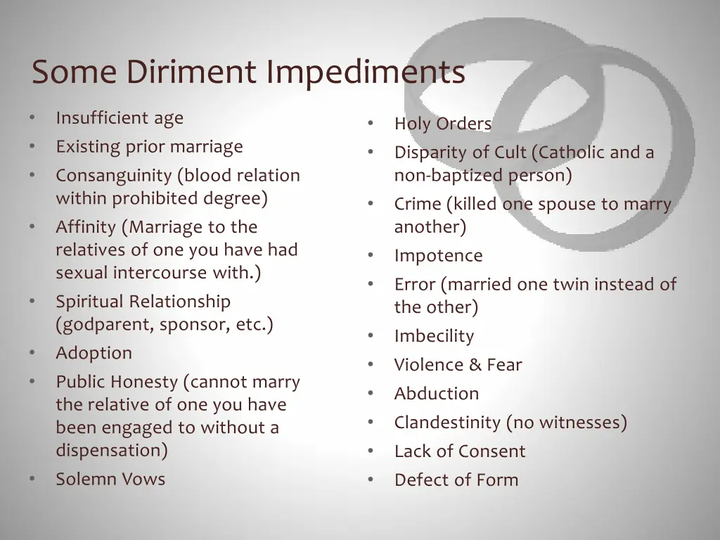 some diriment impediments