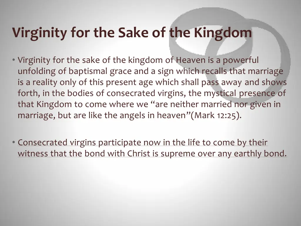 virginity for the sake of the kingdom 1
