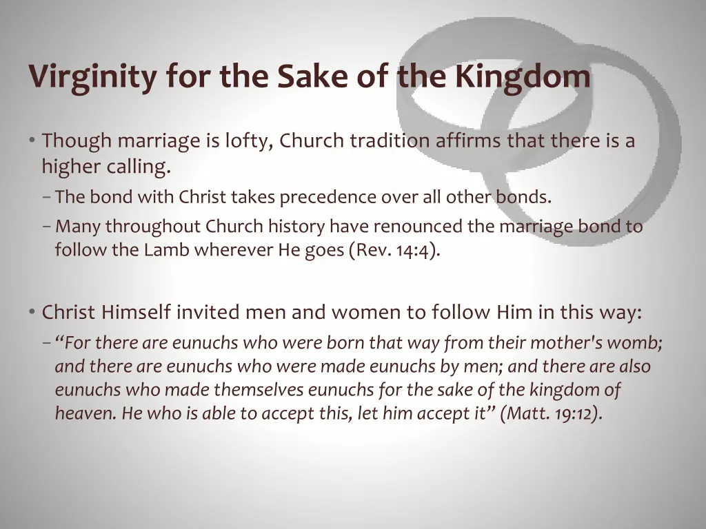 virginity for the sake of the kingdom