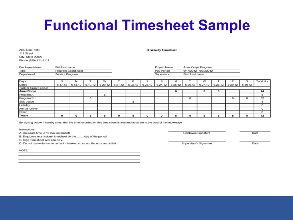 functional timesheet sample