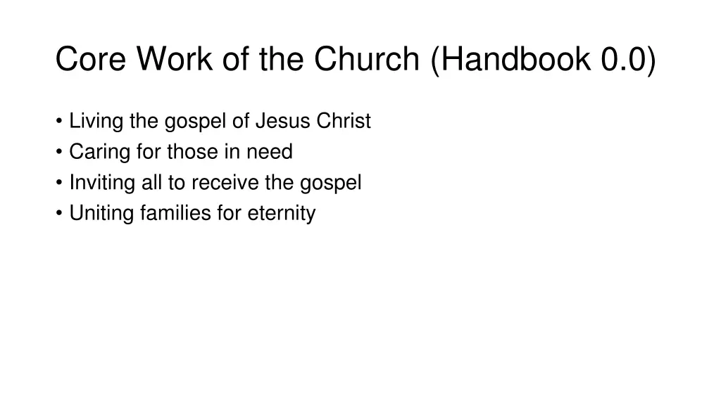 core work of the church handbook 0 0