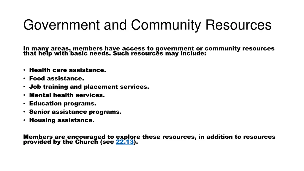 government and community resources