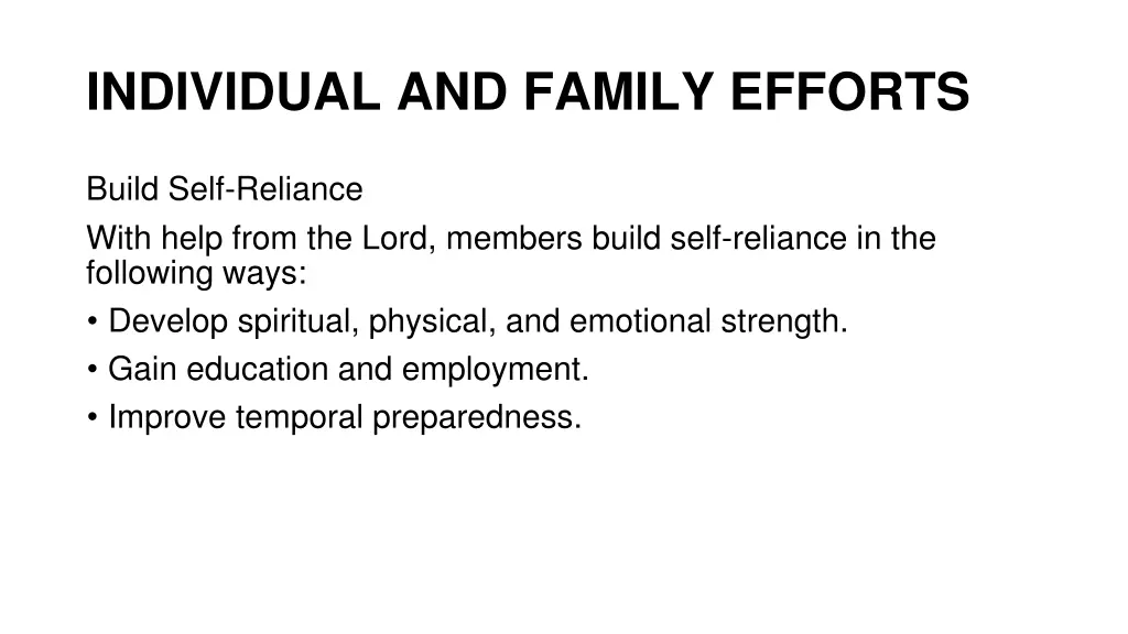 individual and family efforts
