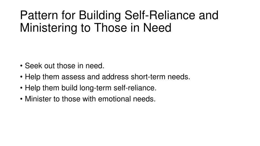 pattern for building self reliance