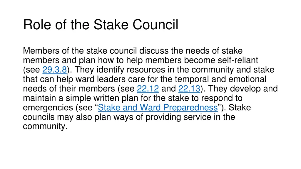 role of the stake council