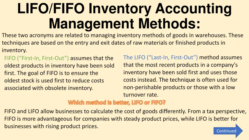 lifo fifo inventory accounting management methods