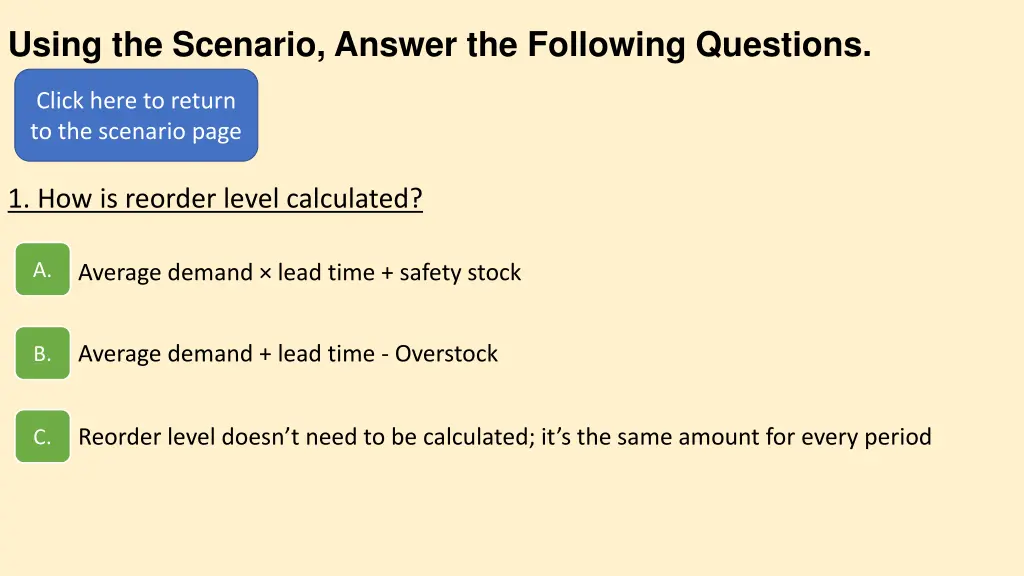 using the scenario answer the following questions