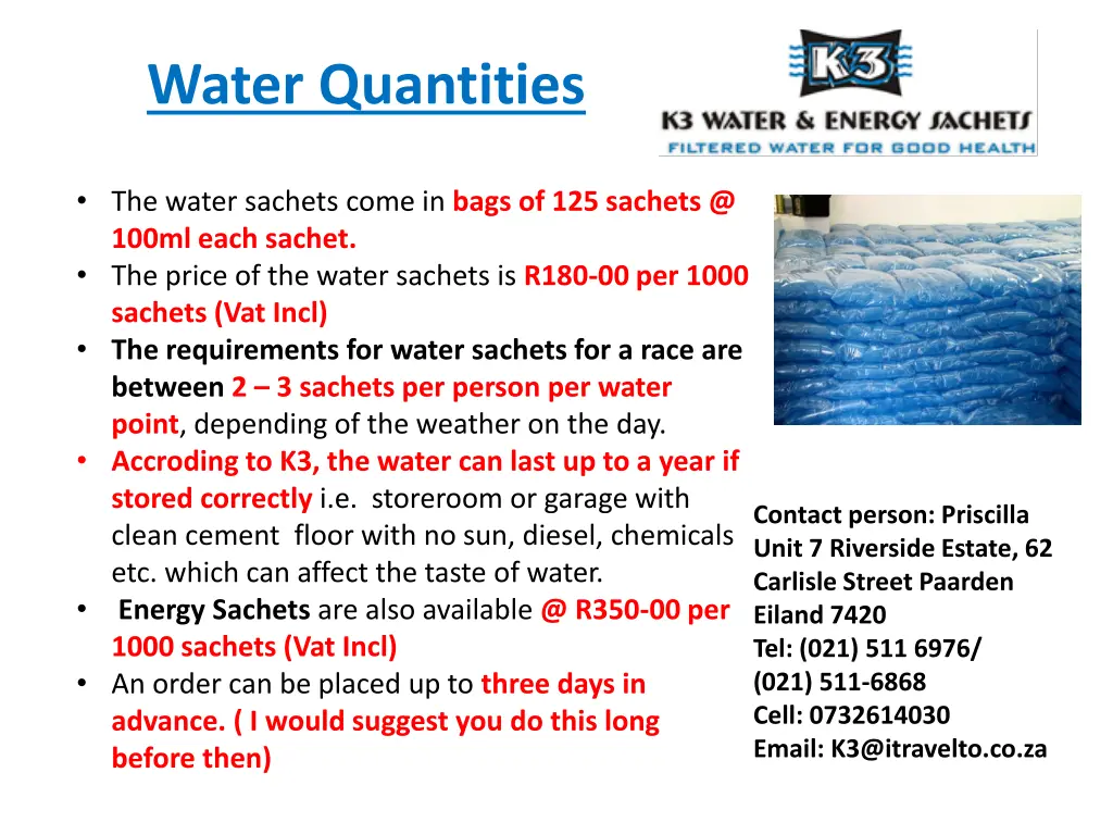 water quantities