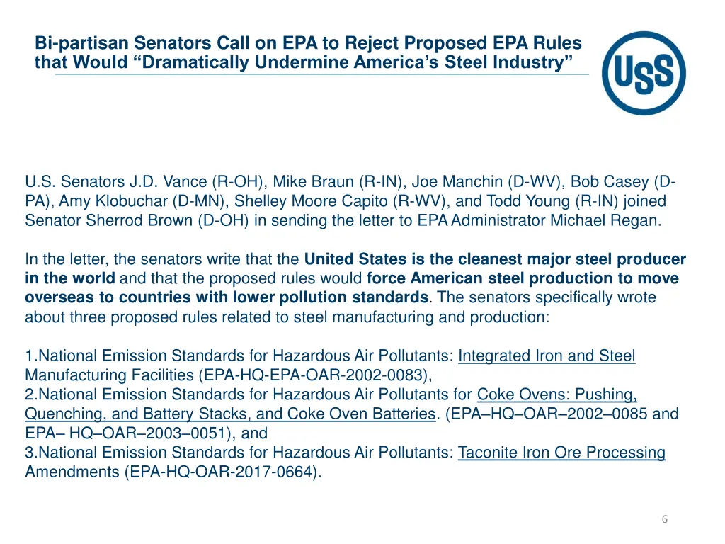 bi partisan senators call on epa to reject