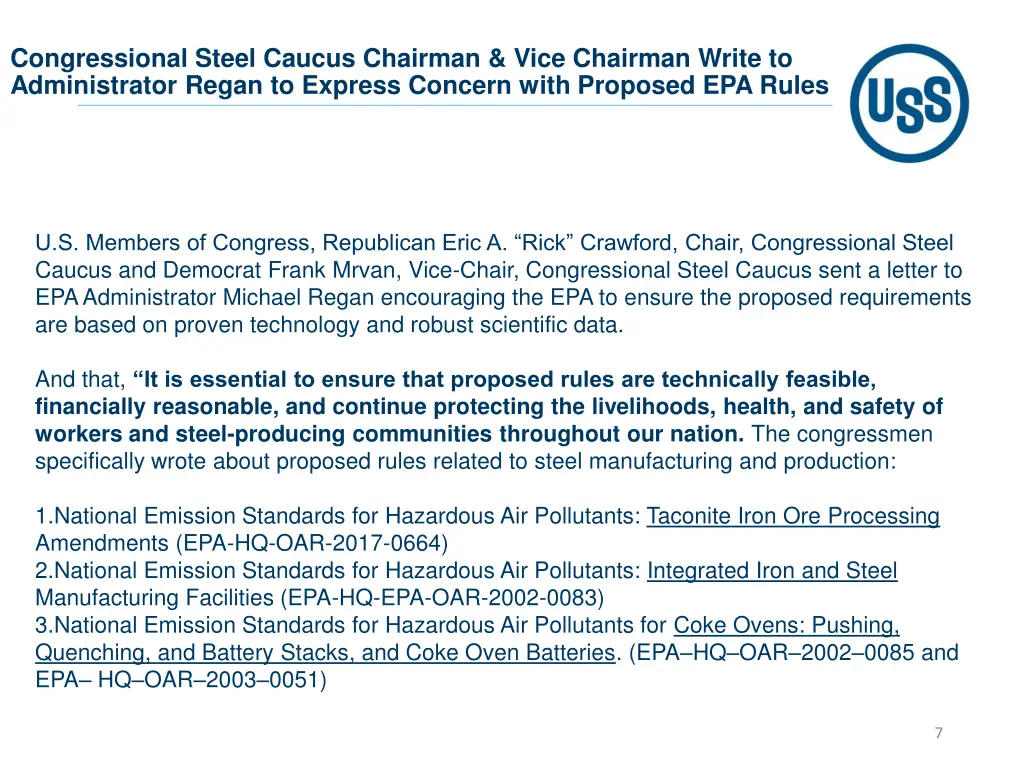 congressional steel caucus chairman vice chairman