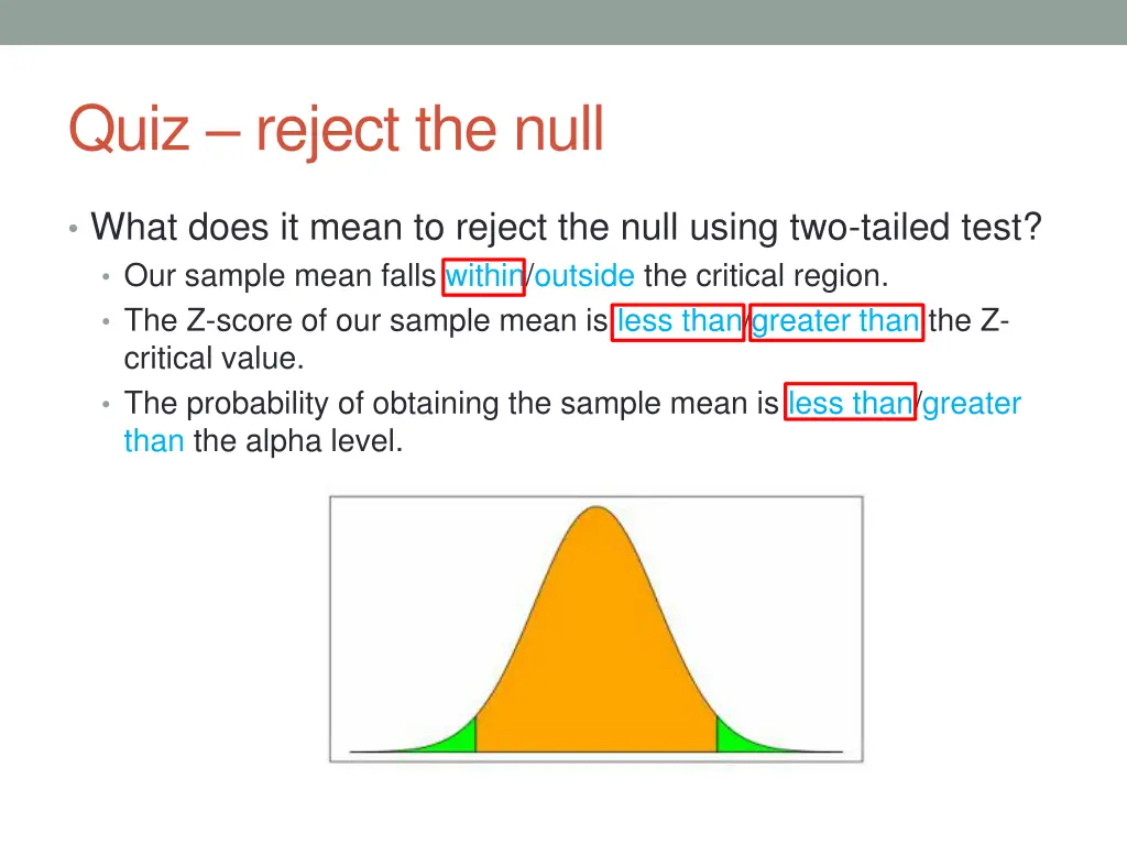 quiz reject the null