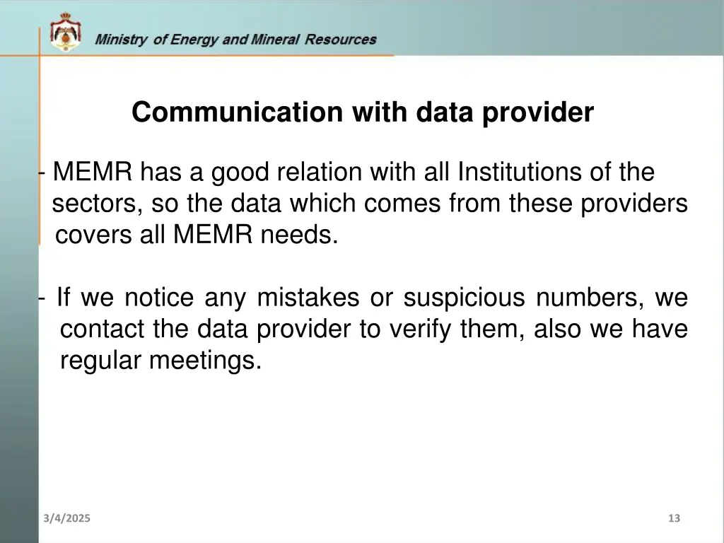communication with data provider