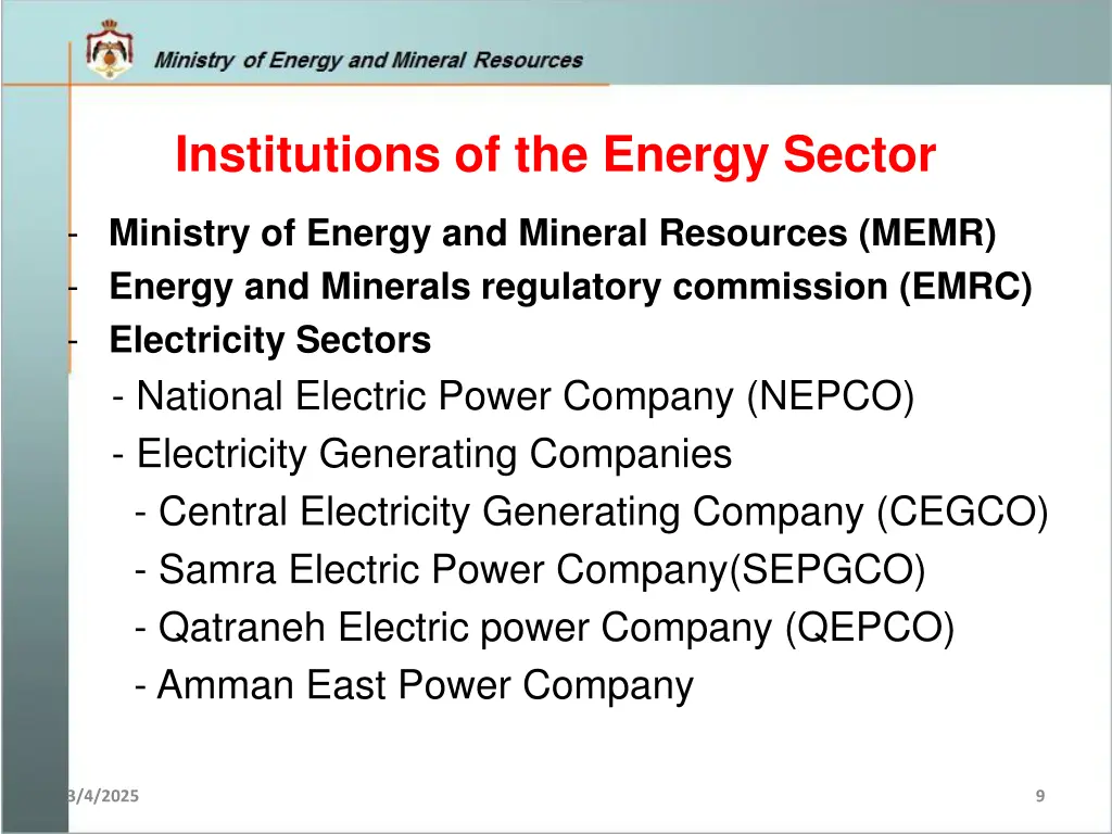 institutions of the energy sector