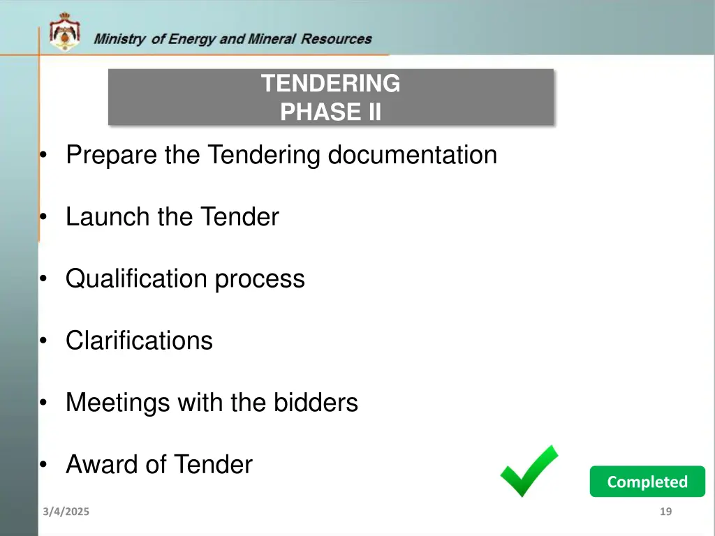 tendering phase ii