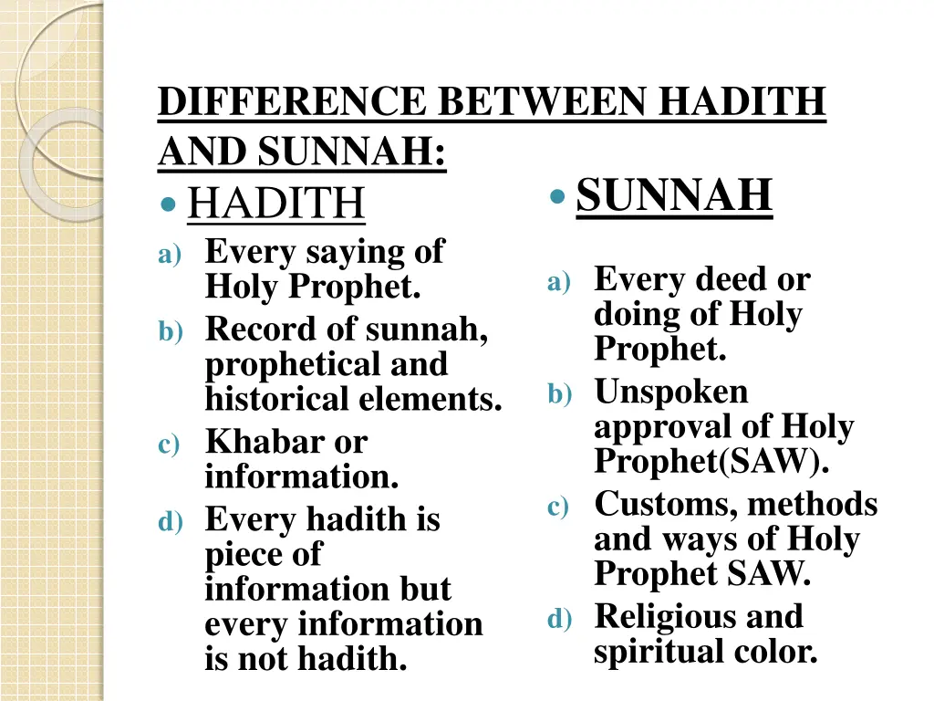 difference between hadith and sunnah