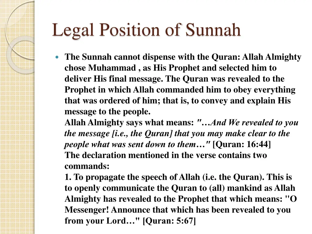 legal position of sunnah