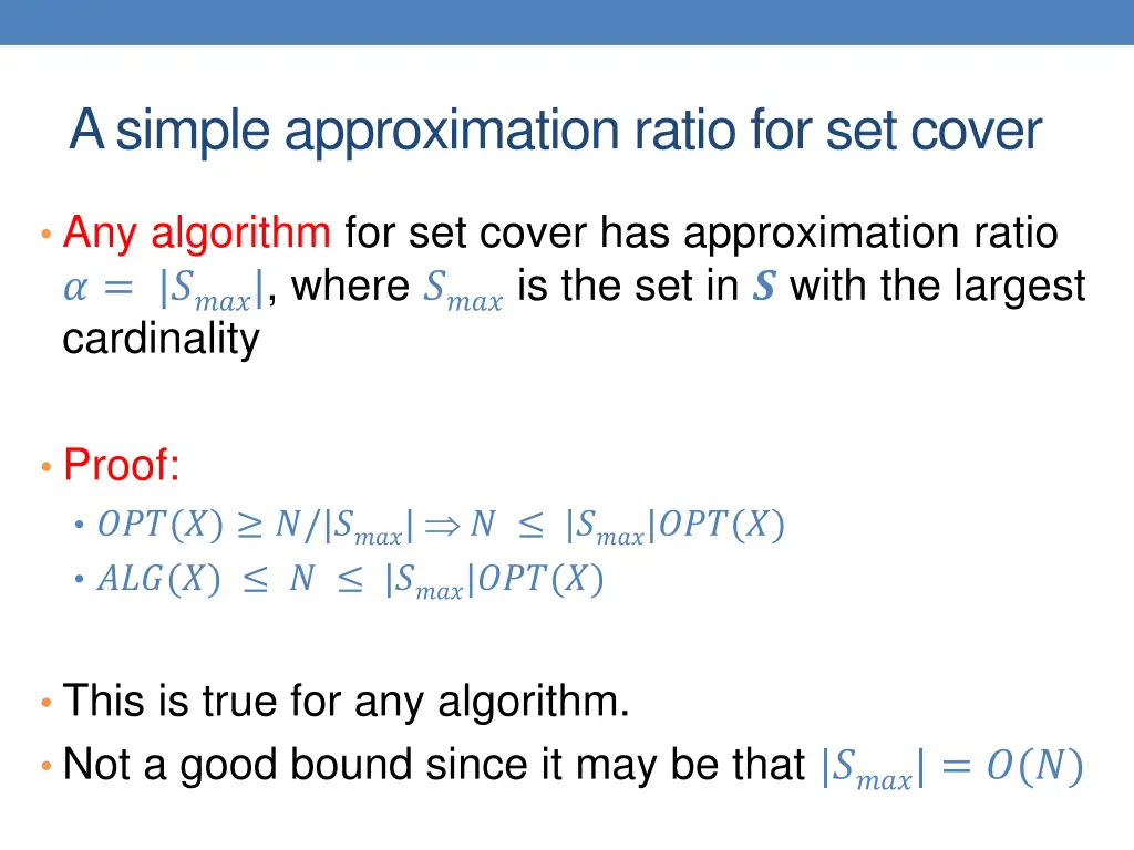 a simple approximation ratio for set cover