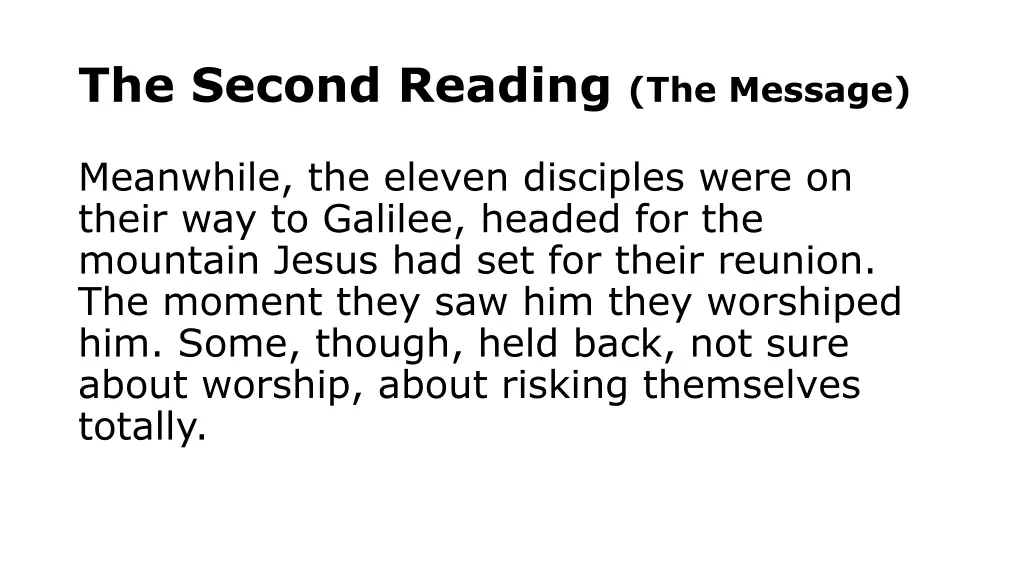 the second reading the message