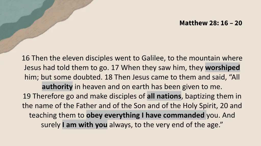 matthew 28 16 20