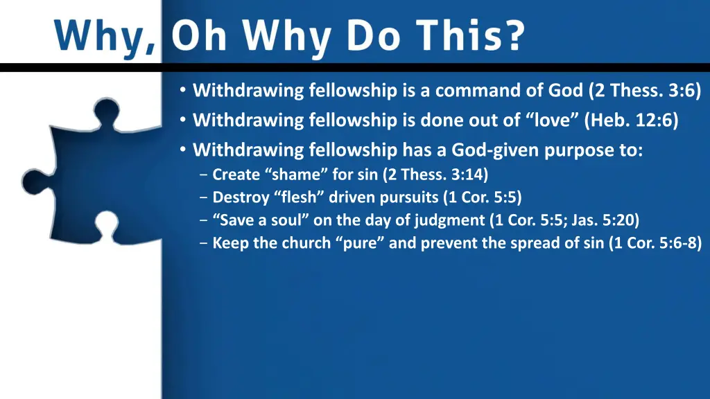 withdrawing fellowship is a command