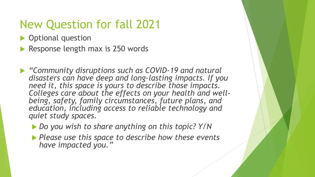new question for fall 2021 optional question