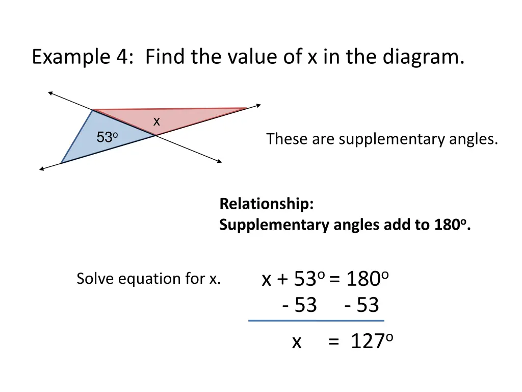 example 4 find the value of x in the diagram