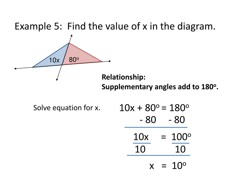example 5 find the value of x in the diagram