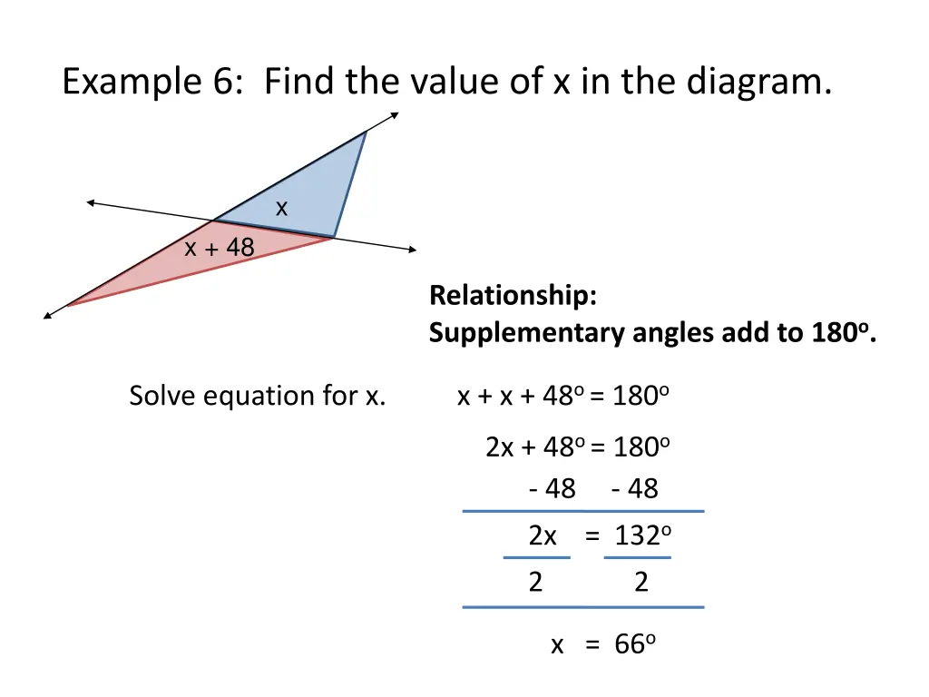 example 6 find the value of x in the diagram