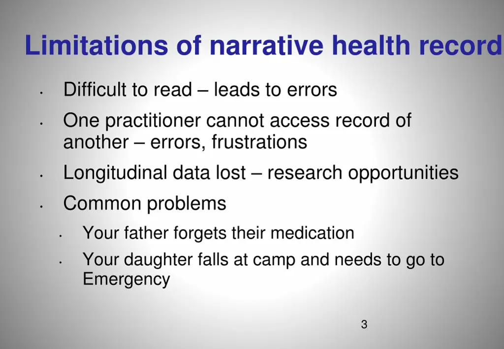 limitations of narrative health record