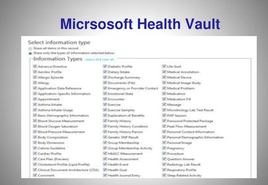 micrsosoft health vault