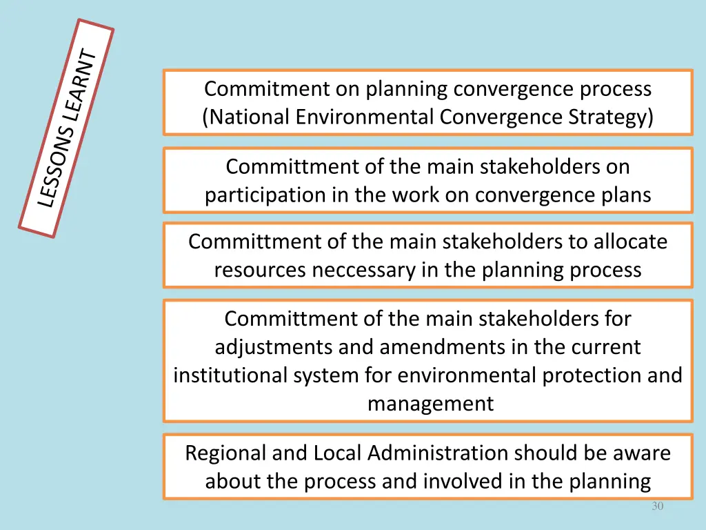 commitment on planning convergence process