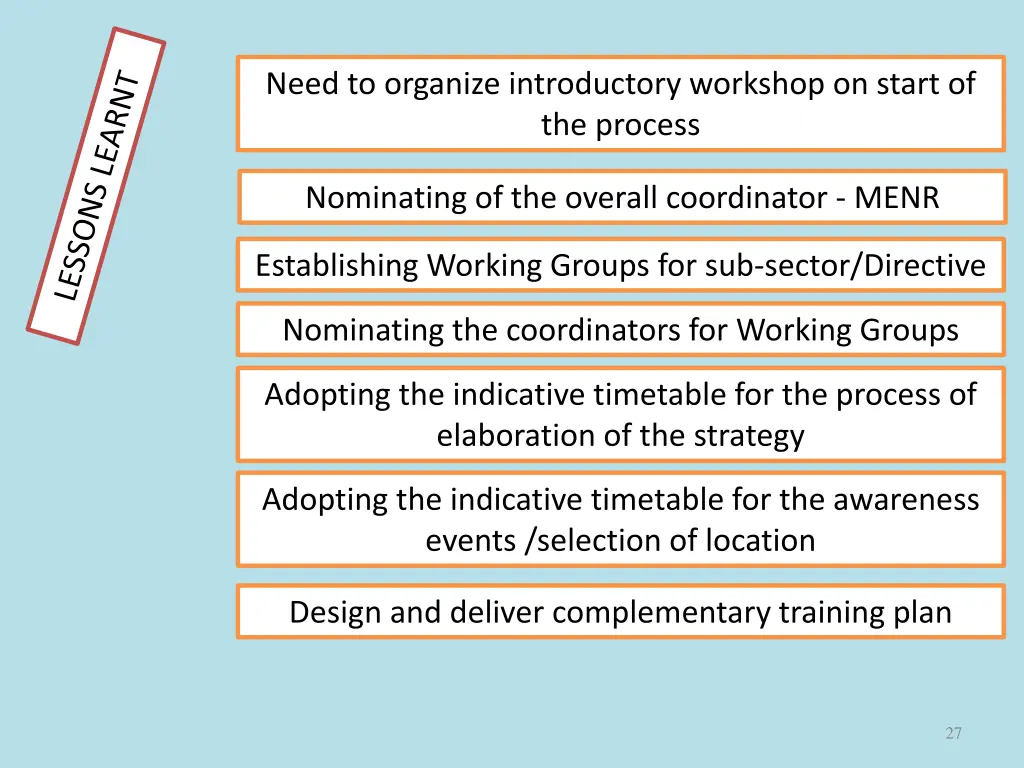 need to organize introductory workshop on start