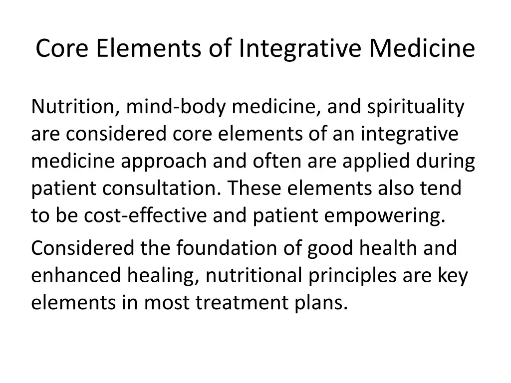 core elements of integrative medicine
